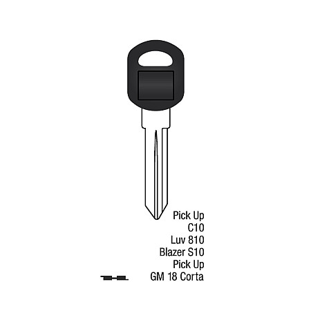 Llave Sólida Chevrolet PickUp C10 LUV 810 Blazer S10 GM18 Corta