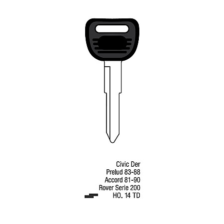 Llave Sólida Honda Civic Derecha Prelude Accord HO14TD