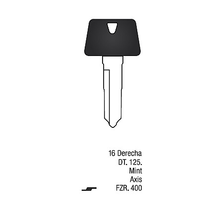 Llave Sólida Dentada Moto Yamaha DT 125 BA Axis FZR 400 16 Derecha