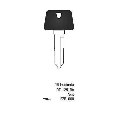 Llave Sólida Dentada Moto Yamaha DT 125 BA Azis FZR 600 16 Izquierda